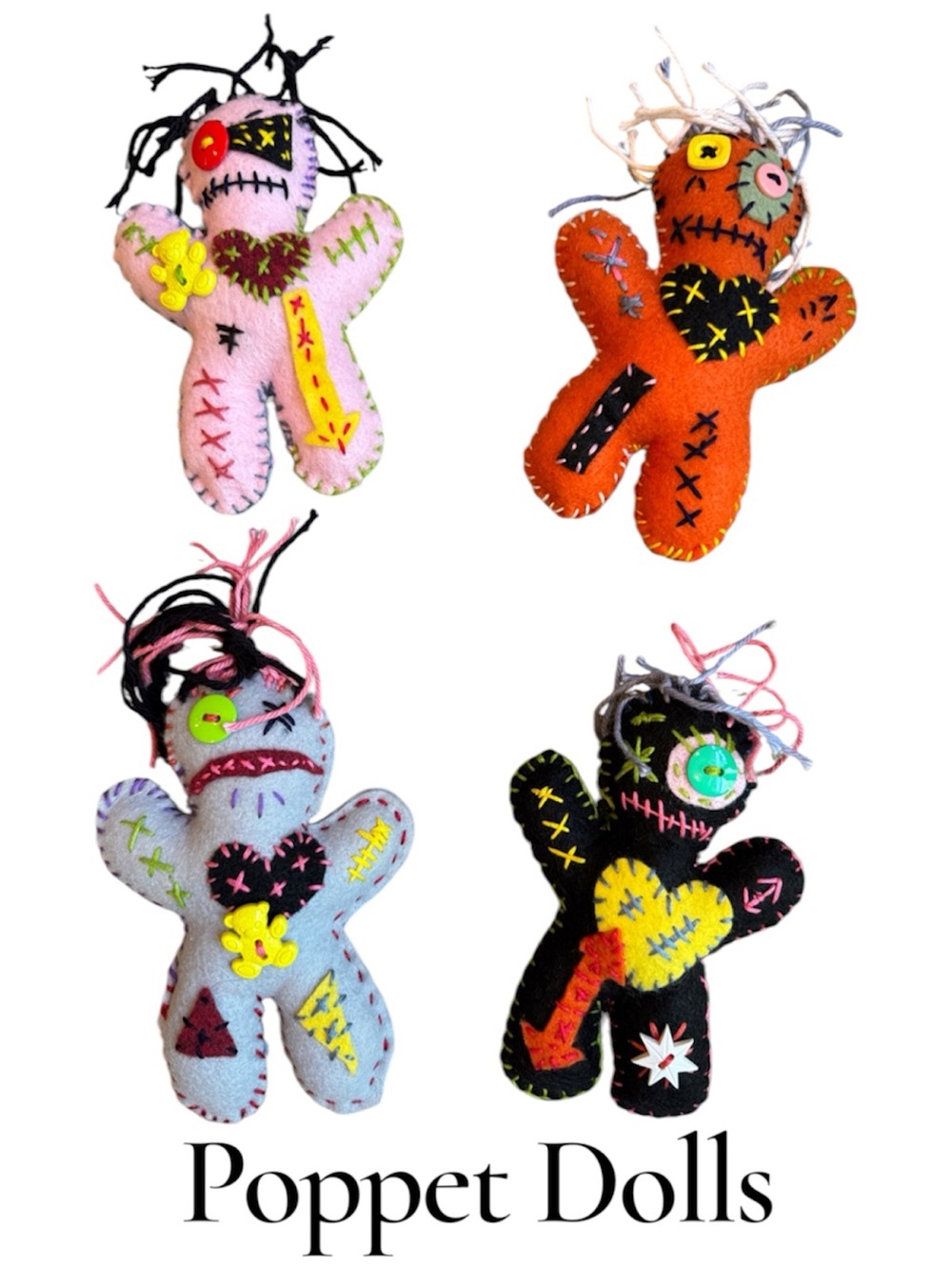 Handmade Plush Halloween -4- Poppet Dolls - Assorted Colors